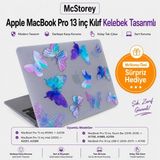 Uravas Store Mcstorey MacBook Pro 13 Çiçek Desenli Kılıf A1706 A1708 A1989 A2159 A2251 A2289 A2338 M1 M2 Uyumlu Baskılı Kristal Sert Kılıf Koruyucu Kapak Mor
