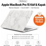 Uravas Store Mcstorey MacBook Pro 15 Mermer Desenli Kılıf A1707 A1990 Uyumlu Ince Hafif Sert Kapak Koruyucu Kılıf Gri