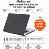 Uravas Store Mcstorey MacBook Pro 16.2 Inç Kılıf A2485 A2780 A2991 A3403 A3186 A3428 A3429 Uyumlu Karbon Fiber Görünümlü Sert Kapak Ince Hafif Koruyucu Hard Case Siyah