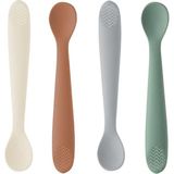 Uravas Store Meleni Baby 4'lü Silikon Mama Kaşığı - Diş Kaşıyıcı Bebek Beslenme Kaşığı Silikon Kaşık Gri, Yeşil, Kahve, Bej