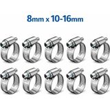 Uravas Store Metal Hortum Kelepçesi, Paslanmaz Çelik, 8mm x 10-16MM, 10 Parça, Otomotiv, Tesisat ve Dıy Projeleri Için
