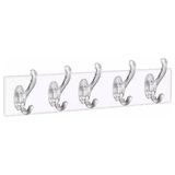 Uravas Store Mika Kristal Plastik Şeffaf Askı, Pvc Yapışkanlı Montaj, 6.4X29.3 Cm, 5 Kollu 6.2 cm