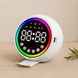 Uravas Store Mini Bluetooth Hoparlör Dijital Saat & Alarm USB Şarjlı Işıklı 5W