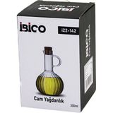 Uravas Store Mini Cam Yağdanlık Çizgili Desen 300ML Ahşap Bambu Mantar Tıpa (5047)