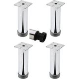 Uravas Store Mobilya Kanepe Baza Koltuk Çekyat Yükseltme Ayağı Tablalı Krom Metal 10 cm 4 Adet (Vidaları ile Birlikte)
