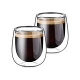 Uravas Store Needd Çift Katmanlı Cam Bardak Seti 2'li 250 ml | Borosilikat Double Wall Isı Yalıtımlı Şeffaf Kahve Bardağı | Americano, Latte, Cappuccino ve Soğuk Içecek Için