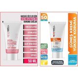 Uravas Store New Well Yüksek Koruma Spf 50+ Aloe Vera. ve Ton Eşitleyici SPF50+ Aydınlatıcı Pembe Yüz Güneş Kremi 50 ml