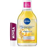Uravas Store Nıvea Aydınlatıcı Micellar Makyaj Temizleme Suyu 400ML ve Nemlendirici Böğürtlen Dudak Bakım Kremi 4,8gr,cilt Bakım Seti