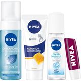 Uravas Store Nıvea Kadın Pump Deodorant Fresh Natural 75ML, Canlandırıcı Yüz Temizleme Köpüğü 150ML, Koruyucu Balmumu El Kremi 75ML, Böğürtlen Dudak Bakım Kremi