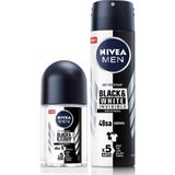 Uravas Store Nıvea Men Erkek Sprey Deodorant Black&white 150ML ve Mini Roll-On Black&white 25ML, 48 Saat Koruma