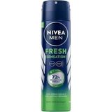 Uravas Store Nıvea Men Erkek Sprey Deodorant Fresh Sensation 150 Ml, Ter ve Ter Kokusuna Karşı 72 Saat Anti-Perspirant Koruma, Ferah Koku