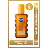 Uravas Store Nıvea Sun Spf6 Bronzlaştırıcı Güneş Yağı 200 Ml,altın Rengi ve Parıltılı,suya Dayanıklı,e Vitamini,karoten