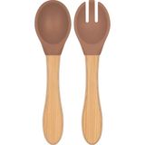 Uravas Store Oioi Basıcs Mama Kaşığı + Çatal - Woody Brown