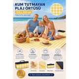 Uravas Store Okavango Plaj Havlusu, Piknik Örtüsü, Plaj Matı, Çantalı Plaj Hasırı,kamp Battaniyesi, Kamp Matı, Katlanabilir, Hafif, Su Geçirmez, Kum Geçirmez (Beyaz-Sarı Kare)