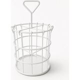 Uravas Store Orret Home Metal Kaşıklık ve Makyaj Fırçası Organizeri,beyaz Tel Çatal Kaşık Bıçaklık, Tezgah Üstü Mutfak Banyo Kozmetik Fırça Düzenleyici, Saplı Yuvarlak Sepet 13X23 cm