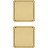 Uravas Store Paslanmaz Çelik Sunum Tepsisi, Gold, 21X21 Cm, Çay Kahve Pasta Tatlı Servisi, 2 Adet
