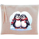 Uravas Store Penguen Baskılı Makyaj Çantası Bej, LH7893264019823213