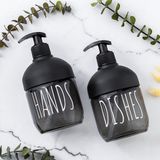 Uravas Store Porsima C-527 2'li Cool Sıvı Sabunluk Seti - Mutfak-Banyo Tezgah Üstü Temizlik Seti - Siyah Cam 425 ml