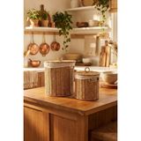 Uravas Store Rattan Hasır Patates Soğan ve Ekmek Saklama Sepeti - 2'li Set Kapaklı Bez Astarlı