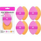 Uravas Store Real Techniques 4 Paket Mucize 2'si 1 Arada Puflar, Çift Taraflı Makyaj Karıştırma Pufu, Tersinir Elastik Bant, Hassas Makyaj Süngeri ve Pudra Pufu, Sıvı, Krem ve Toz Ürünleri Için