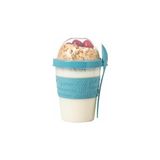 Uravas Store Renkli Take And Go Kaşıklı Hazneli Meyveli Yoğurt Kabı Piknik Iş Atıştırmalık Diyet Müsli Granola Süt Bardağı (Turkuaz)