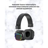 Uravas Store Rgb Işıklı Katlanabilir Bluetooth 5.3 Kulak Üstü Kulaklık - --