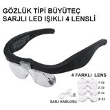 Uravas Store Şarjlı Gözlük Büyüteç 4 Farklı Lens 11537DC