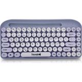 Uravas Store Saywin Bluetooth Klavye Renkli Retro Kablosuz Klavye Daktilo Görünümlü Tuş Tasarımı Şık ve Kullanışlı Telefon Koyma Gözü Pilli Türkçe Q Klavye Sw-05 (Mor)