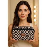 Uravas Store Sıvı Geçirmez Makyaj Çantası, Tutma Kollu, Geniş Bölmeli, Bej, 15X25X15 cm