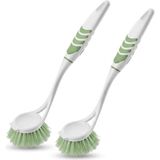 Uravas Store Softon Ergonomik Lavabo ve Mutfak Temizlik Fırçası - 2’li Set - Çok Amaçlı Bulaşık, Tezgah ve Banyo Fırçası - Kaymaz Saplı, Dayanıklı Kıl Yapısı (7,5 x 6,5 x 29 Cm)