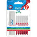 Uravas Store Stopever Well Tooth Arayüz Fırçası, Kırmızı - Size 2 | 0.5 mm Ince Telli Diş Arası Fırçası, Taşıma Kutusu Hediyeli | Ortodontik Kullanıma Uygun | 6 Adet