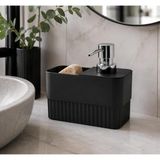 Uravas Store Süngerlikli Sıvı Sabunluk - 2'si 1 Arada Mutfak ve Banyo Tezgah Üstü Düzenleyici - Modern Tasarım, Pratik Kullanımlı Sıvı Sabun Pompası ve Sünger Bölmeli Deterjanlık Seti