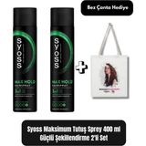 Uravas Store Syoss Max Hold Saç Spreyi 400 ml x 2’li Set + Bez Çanta Hediye – Maksimum Güçlü Şekillendirme