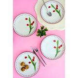 Uravas Store Tabakevi Tabak Evi Porselen Lale Tuval Pasta Takımı Rimli 20 cm 4 Kişilik 4 Parça TVL4PTPRS1160
