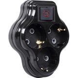 Uravas Store Timsal 3lü Anahtarlı Golyat, Üçlü Topraklı Priz Duvar Tipi Çoklayıcı Fiş, 16A 250 Volt, Max 3600 Watt (Siyah)