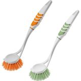 Uravas Store Titiz Softon 2'li Lüx Yuvarlak Lavabo Fırçası (TP-335) - Mavi Ergonomik Saplı Lavabo ve Tezgah Fırçası Paketi