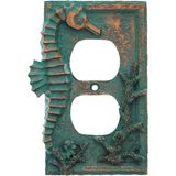 Uravas Store Top Brass Denizatı Denizatı Sahil Sanat Dekoru - Elektrikli Kapak Duvar Plakası Bronz/verdigris Kaplama - Tek Anahtar, Çift, Rocker, Çıkış (Çıkış)
