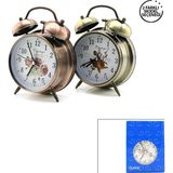 Uravas Store Twın Bell Alarm Clock Yuvarlak Masa Çalar Saat Metal Kasa Eskitme Desenli Pilli - Işıklı Çap: 10CM Bgc-52 Herhangi Bir Renk Gönderilir