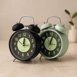 Uravas Store Twin Bell Metal Masa Çalar Saat 11 cm – Pilli, Işıklı, Fosforlu
