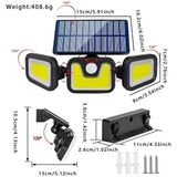 Uravas Store Üçlü Solar LED Projektör – Beyaz Işık – Sensörlü Dış Mekân Aydınlatma (5047)