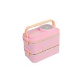 Uravas Store Uzspace 1200 ml Iki Kat Dört Bölme Paslanmaz Çelik Lunch Box Yeni Nesil Sefer Tası-Sos Kaseli MODEL-FFLBOX8023 (Pembe)