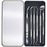 Uravas Store Valkyrie 6 Adet Metal Kutulu Paslanmaz Çelik Diş Tartar Dil Temizleme Dental Ağız Bakım Seti