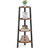 Uravas Store Vasagle Köşe Rafı, Ayaklı Raf, Kitaplık, 4 Raflı Merdiven Rafı, Kolay Montaj, Sağlam Çelik Çerçeve, Oturma Odası, Yatak Odası, Balkon, Endüstriyel Tasarım, Eski Kahverengi-Siyah LLS34X