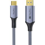 Uravas Store Veggieg Type-C To HDMI Kablo 8k 60Hz 4K 240Hz Hdr 3D 48GBPS Örgülü Usb-C To HDMI Kablo 2 Metre
