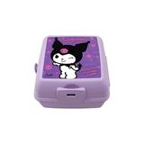 Uravas Store Wiggle Kuromi Temalı Lisanslı 4 Bölmeli Plastik Çocuk Beslenme Kutusu - Yemek Saklama Kabı Kaşık ve Çatallı (Lila-2)