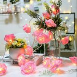 Uravas Store® Yapay Gül Tasarımlı Dekoratif Led Işık Gül Detaylı Led Işık Pilli (20 Gül)