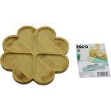 Uravas Store Yuvarlak 4 Kalp Bölmeli Ahşap Bambu Servis Sunum Tepsi - Tahtası 21 x 1.4cm