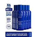 Uraw Mavi Sprey 6’lı Set 125 ml Dökülme Karşıtı Parabensiz Saç Kökü Aktivasyon Desteği