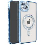 Uray Store Apple İphone 15 Kılıf Joke Simli Magneticsafe Kılıf - Mavi