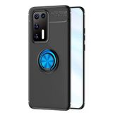 Uray Store Huawei P40 Kılıf Range Yüzüklü Silikon - Siyah-Mavi